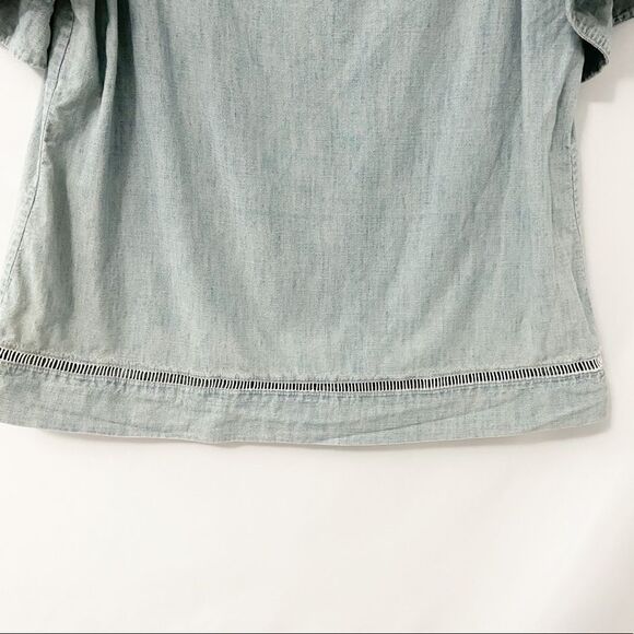 🟢Lauren Ralph Lauren Light Blue Chambray Off-The-Shoulder Top Size S - Picture 3 of 7